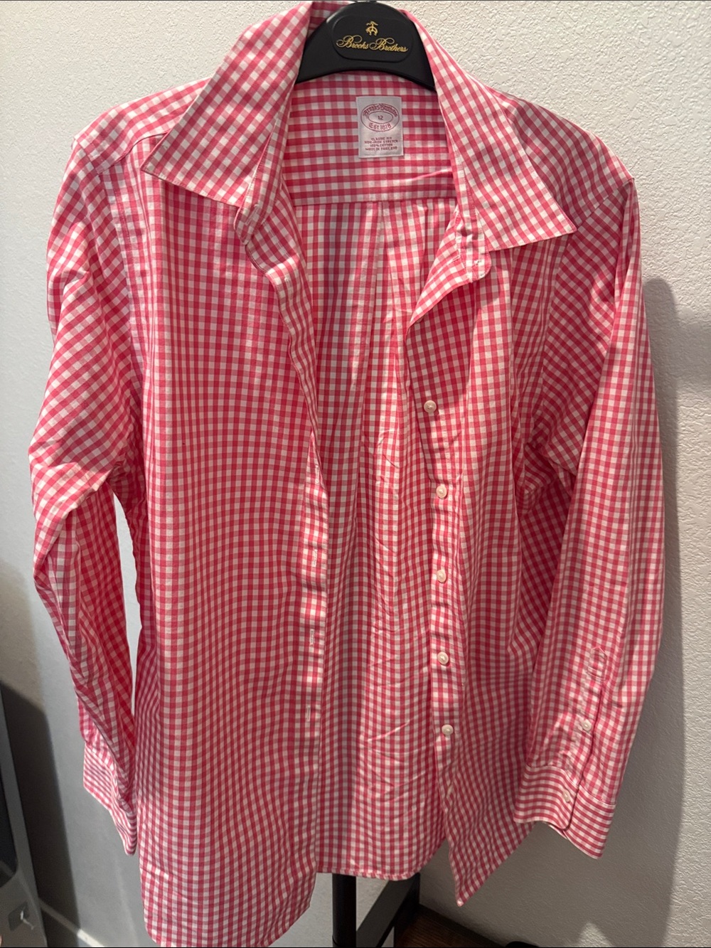 Brooks Brothers Pink and White Gingham Button-Down Shirt